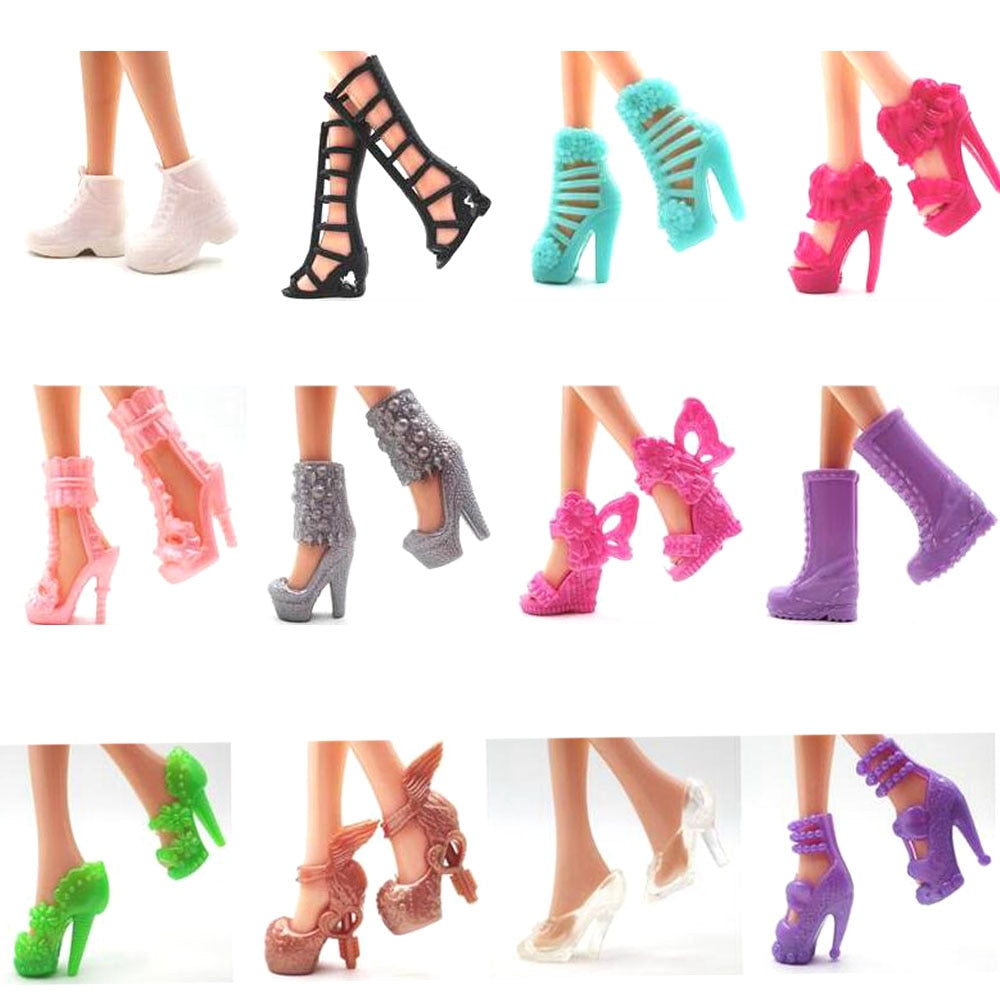 NK Hot sale  Doll Shoes Colorful Cute Heels Fashion  Hangers For Barbie Doll Accessories  High Quality Baby Playhouse Toy JJ