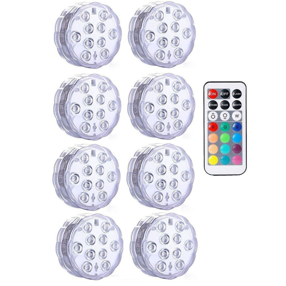 IP68 Waterproof Multi Color Submersible LED Lights Underwater Night Lamp Tea Light Vase Bowl Party Wedding Christmas Decoration