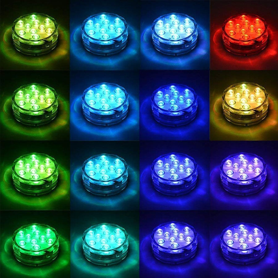 IP68 Waterproof Multi Color Submersible LED Lights Underwater Night Lamp Tea Light Vase Bowl Party Wedding Christmas Decoration