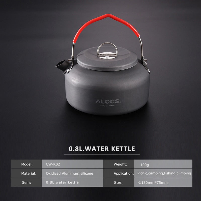 ALOCS CW-K02 CW-K03 Outdoor Water Kettle Teapot Coffee Pot 0.8L 1.4L Aluminum For Picnic Camping Hiking Travel