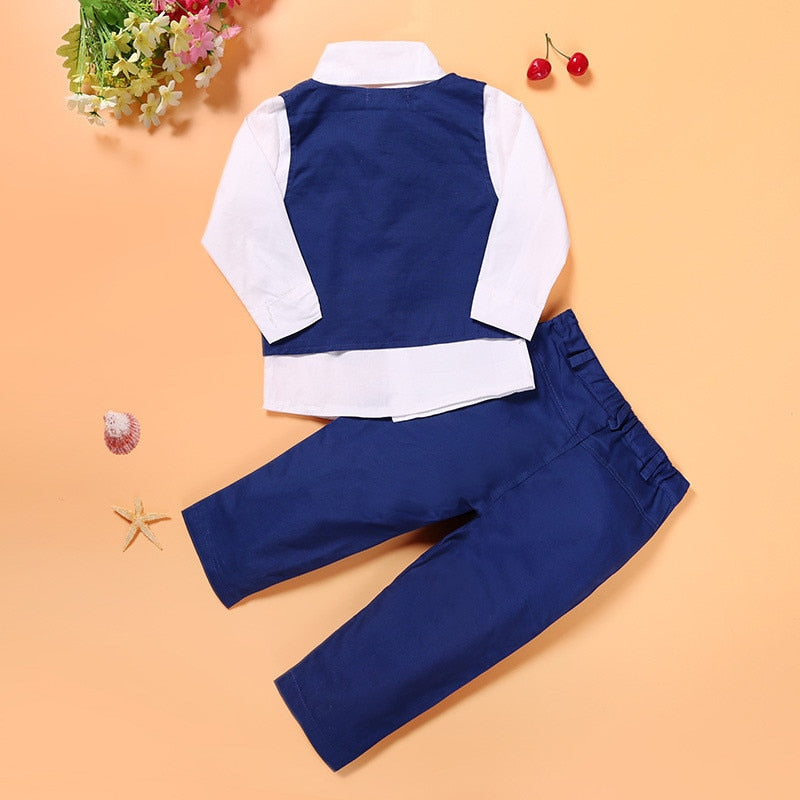 4 Pcs Set Autumn Children's Leisure Clothing Sets Baby Boy Clothes Vest Gentleman Suit for Weddings Formal Clothing Suits