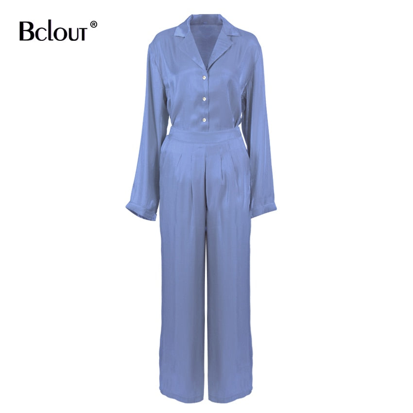 Bclout Green Vintage Two Piece Sets Women Autumn Suits Of Elegant Woman Long Sleeve Top And High Waist Pants 2 Piece Set Female