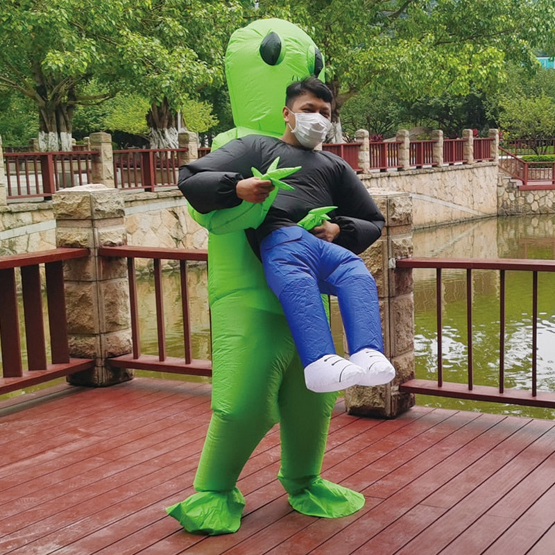 Kids Adult ET Alien Inflatable Costume Anime Suits Dress Mascot Halloween Party Cosplay Costumes for Man Woman Boys Girls