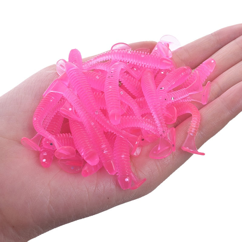 20 or 50Pcs Jig Wobblers Fishing Lure Silicone 5cm 0.8g Worm Soft Bait Spiral Tail Swim Artificial Baits Carp Bass Pesca Tackle