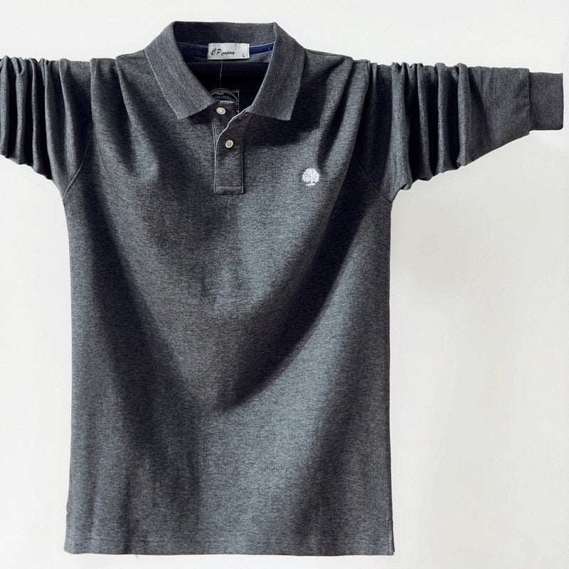 Men Polo Shirt Men's Business Work Casual Cotton Male Top Tees Autumn Long Sleeve Turn-down Collar Polo Shirts Plus Size 5XL 6XL