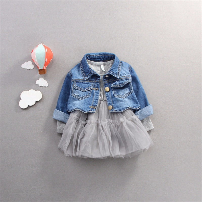 Autumn Infant Baby Girls Clothes Sets Princess Denim Jacket + Dress 2Pcs Baby Girl Outfit Suits for Baby Girl Clothing Set