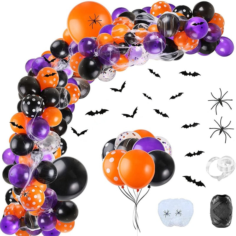 Decoracion Halloween 2024 Balloon Spider Web Halloween Decorations For Home Party Balloons Garland Decor Black Orange Baloon