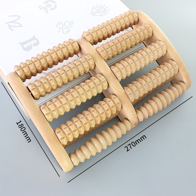 Wooden Foot Massage Roller Big Five-row Wooden Foot Massager Stimulating Acup oint Feet Plantar Fascitis Roller Reflexology