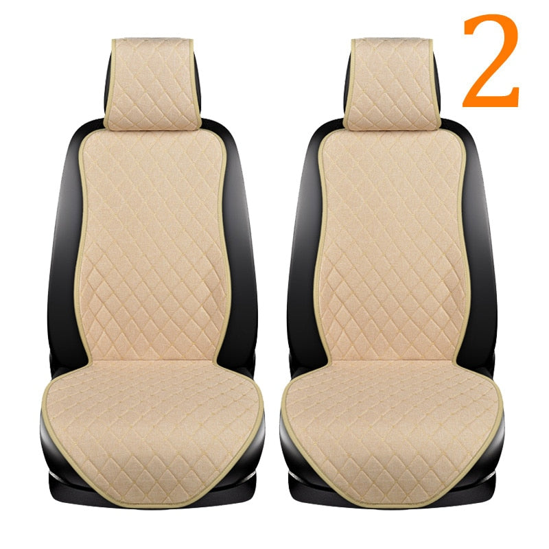 Summer Car Seat Cover Protector Auto Flax Front Back Rear Backrest Linen Seat Cushion Pad for Automotive Interior Truck Suv Van