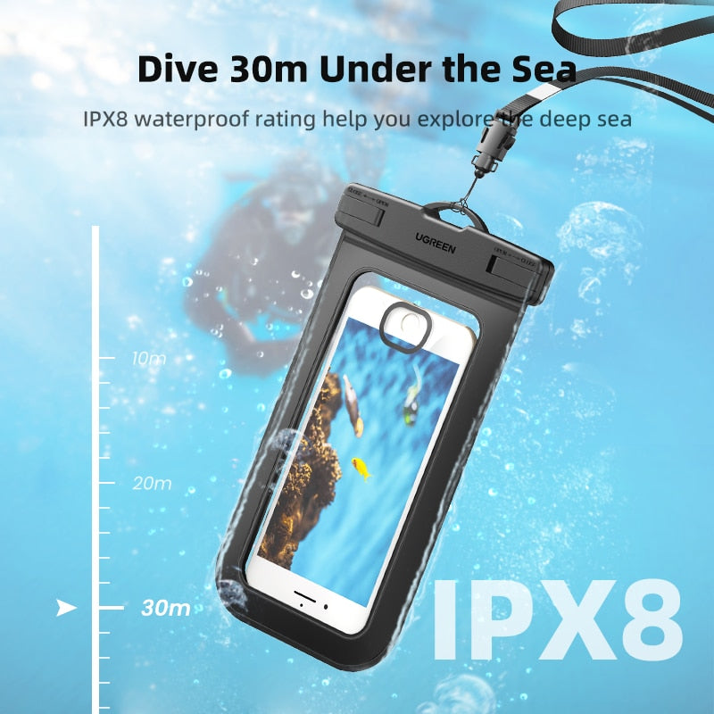 UGREEN IPX8 Waterproof Phone Case Bag For iPhone 14 13 12 Pro Max Protective Case For Samsung Xiaomi Universal Swim Pouch Bag