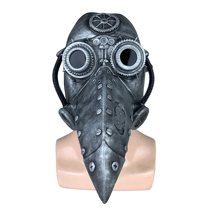 Plague Doctor Schnabel Masks Pipe Latex Steam Punks Black Death Horror Halloween Cosplay Mechanical Beak Masks Prop Carnival