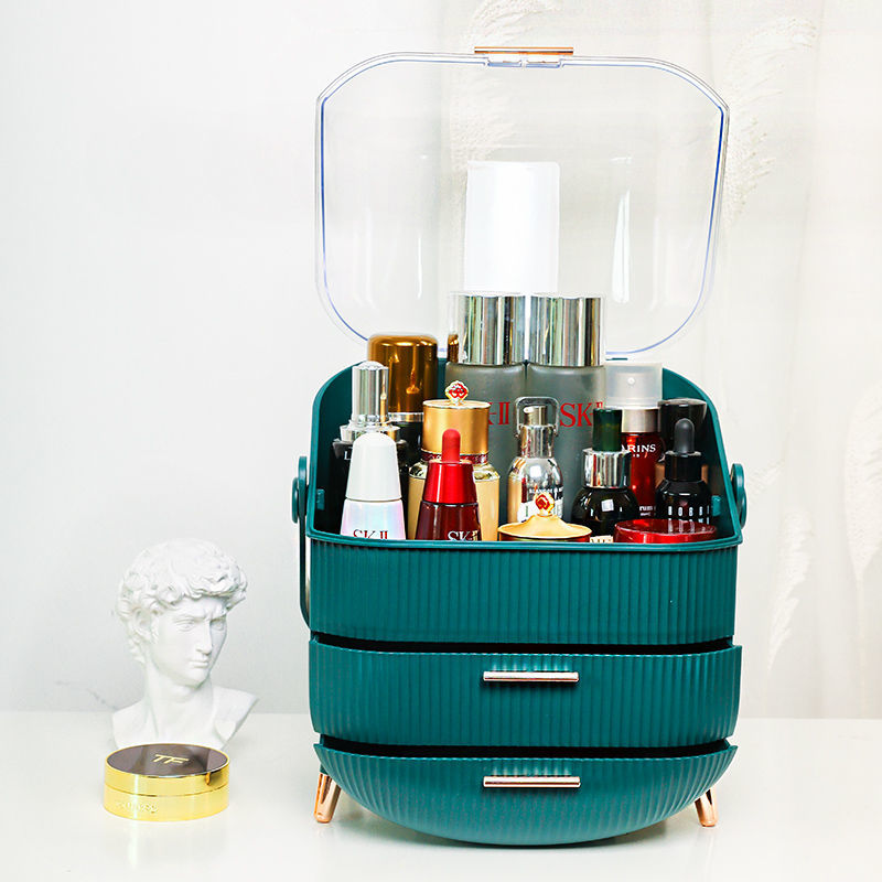 Makeup Organizer Cosmetic Storage Box Lipstick Rack Jewelry Storage Box Cosmetic Brush Portable Drawer with Cover Dust-proof