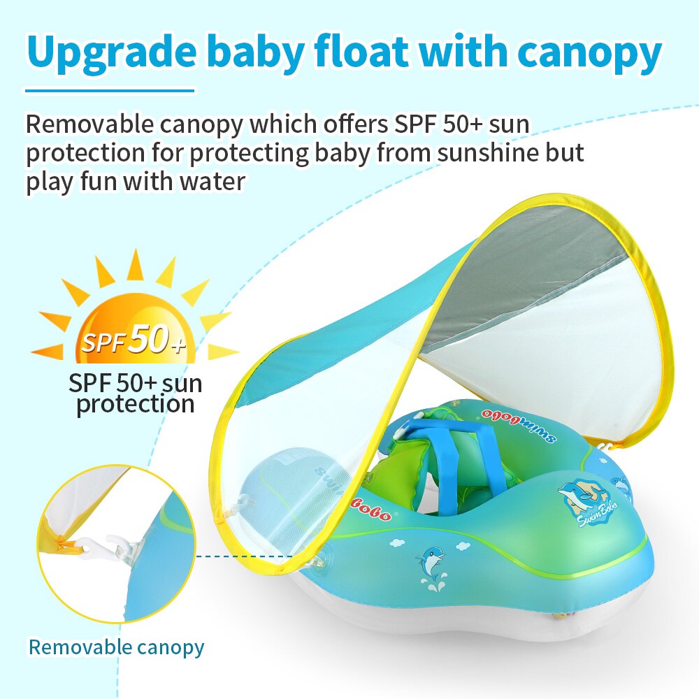 Baby Swimming Float With Canopy Inflatable Infant Floating Ring Kids Swim Pool Accessories Circle Bathing Summer Toys Dropship