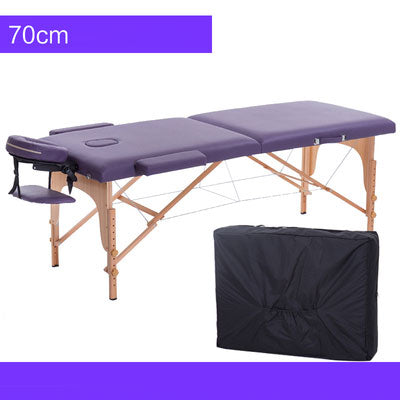 Massage Table Portable 2 Section Folding Couch Bed Lightweight Beauty Salon Tattoo Therapy Wooden Frame  70 cm width -Black