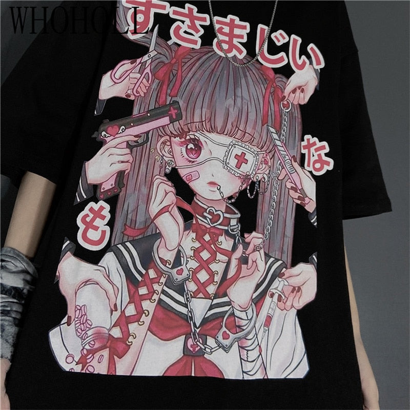 Summer Gothic Clothing Sexy Female Loose Women T-shirt Punk Dark Grunge Streetwear Ladies Top Gothic Tshirts Harajuku Clothes