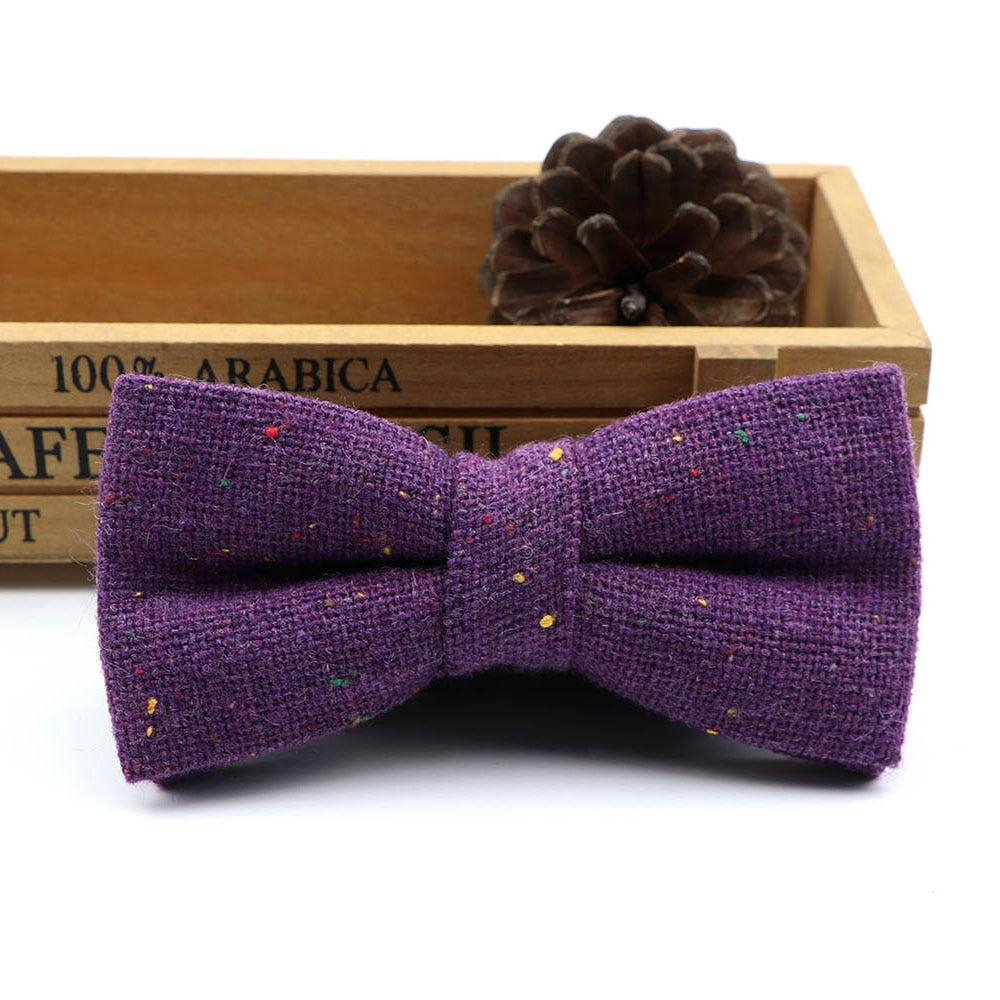 High Quality Men's Wool Cotton Bow Tie For Men Wedding Business Butterfly Solid Plaid Bowtie England Cravat Clothing Accessories