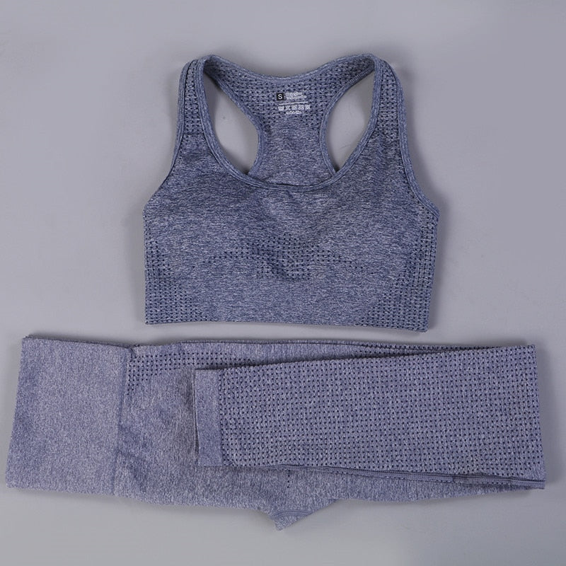 GYMS 2/3PCS Seamless Women Yoga Set Workout Sportswear Gym Clothing Fitness Long Sleeve Crop Top High Waist Leggings Sports Suit