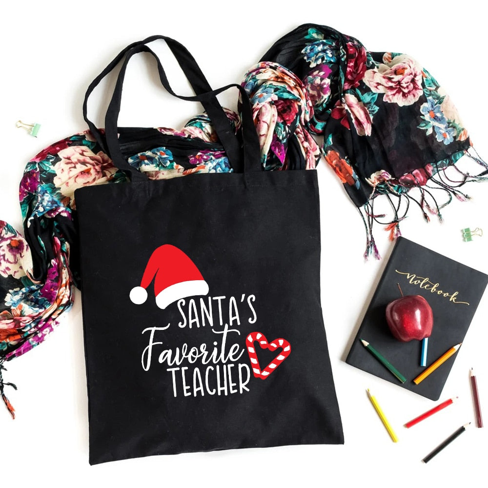 I'm A Teacher What's Your Superpower Teacher Life Canvas Black Shopping Tote Bag Reusable Shoulder Cloth Book Bag Gift Handbag