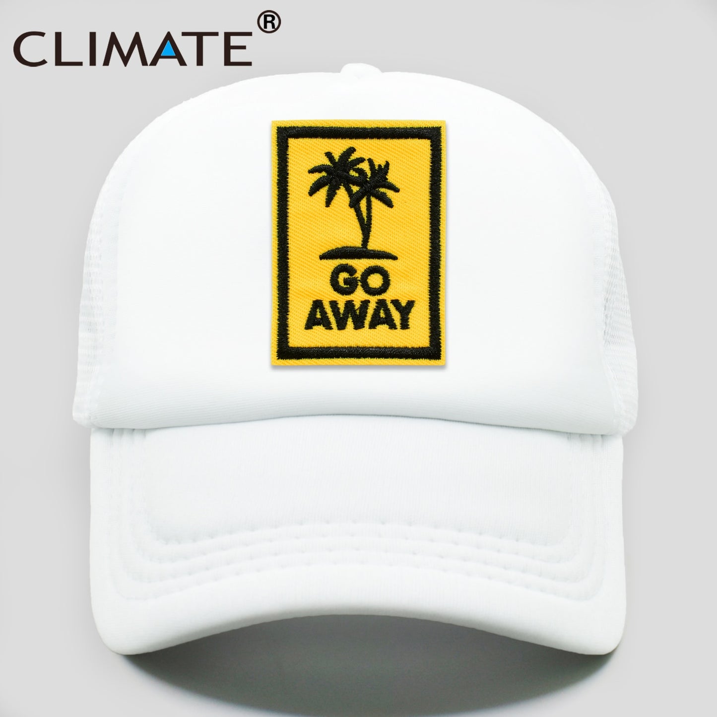 CLIMATE Go Away Trucker Cap Hat Seaside Vacation Caps Sandbeach Coconut Holiday Mesh Cap HipHop Hat for Men Women Youth