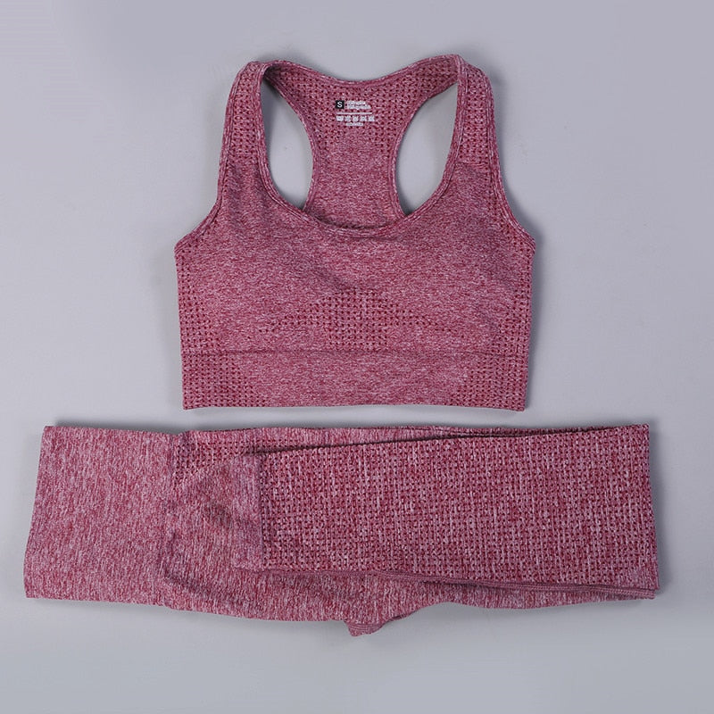 GYMS 2/3PCS Seamless Women Yoga Set Workout Sportswear Gym Clothing Fitness Long Sleeve Crop Top High Waist Leggings Sports Suit