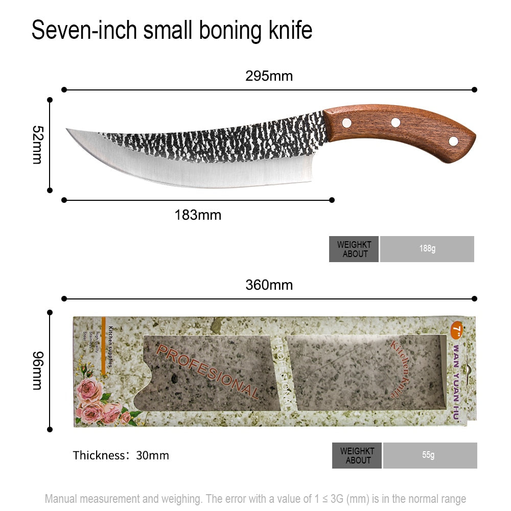 XYj 5" 6" 7" inch Forged Sliced Boning Kitchen Knife Full Tang Handmade Survival Camping Serbian Hunting Chef Knife Gift Box