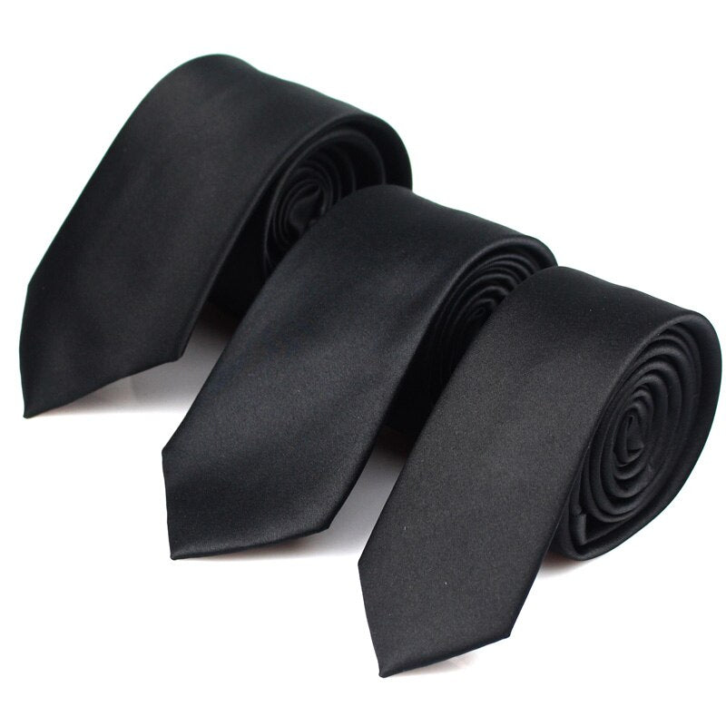 Black Neck Ties For Men Women Casual Suits Solid Tie Gravatas Skinny Mens Neckties For Business Wedding Slim Men Ties