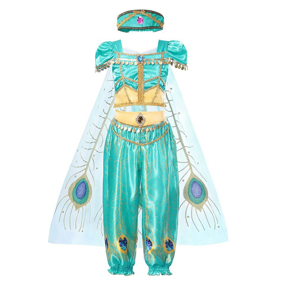 MUABABY Arabian Princess Dress Up Girl Aladdin Fancy Costume Children Photography Halloween Party Outfit Clothes