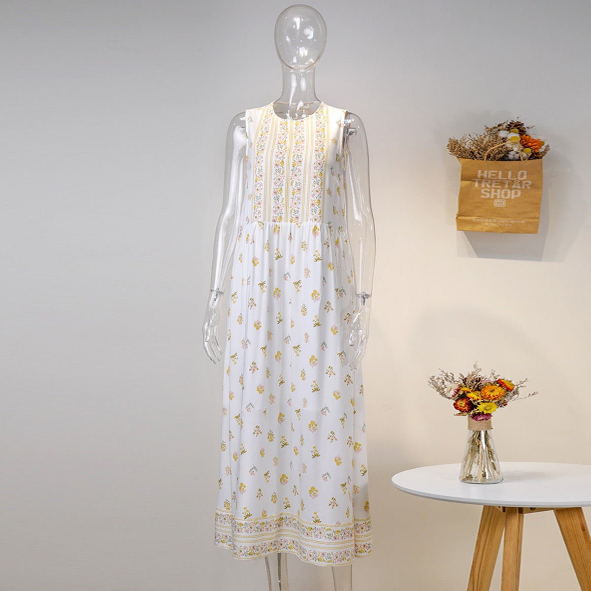 Jastie Sleeveless Summer Women Dress Floral Print O-Neck Boho Long Dresses Hippie Chic Casual Beach Maxi Dress Vestidos 2022