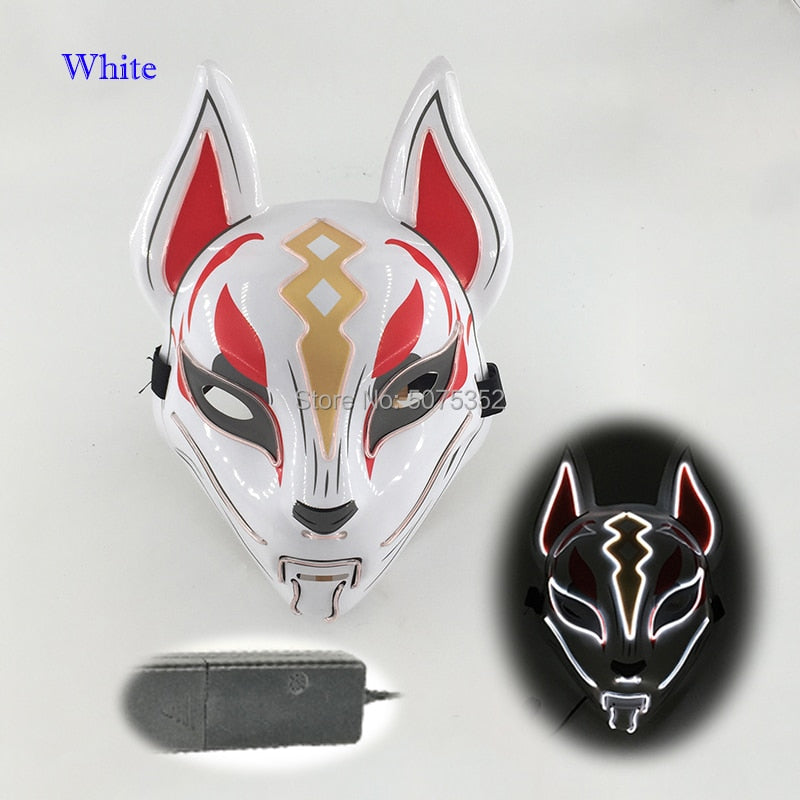 Anime Expro Decor Japanese Fox Mask Neon Led Light Cosplay Mask Halloween Party Rave Led Mask Dance DJ Payday Costume Props