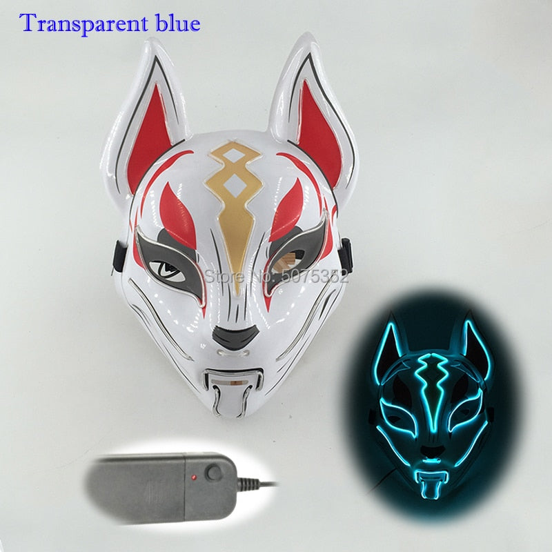 Anime Expro Decor Japanese Fox Mask Neon Led Light Cosplay Mask Halloween Party Rave Led Mask Dance DJ Payday Costume Props