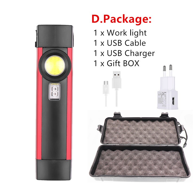 AEFJ Portable 4 Mode COB Flashlight UV Torch USB Rechargeable LED Work Light Magnetic XPE Hanging Hook Lamp For Outdoor Camping