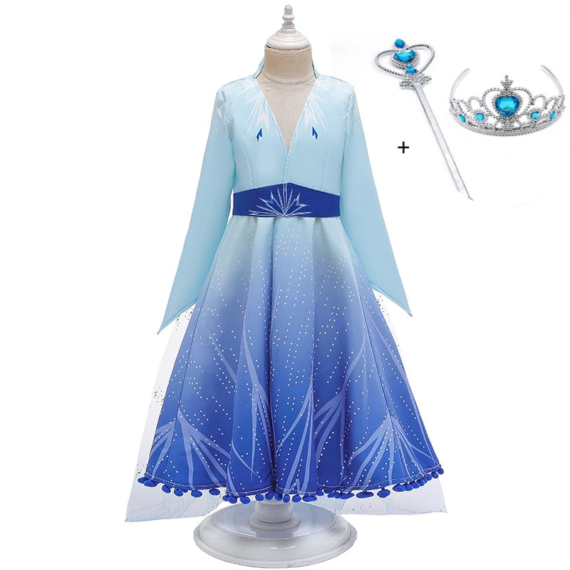 Frozen Elsa Girl Princess Dress 3-12Y Winter Baby Girl Clothes Kids Halloween Party Cosplay Costume Children Anna Dress 3 to 12Y