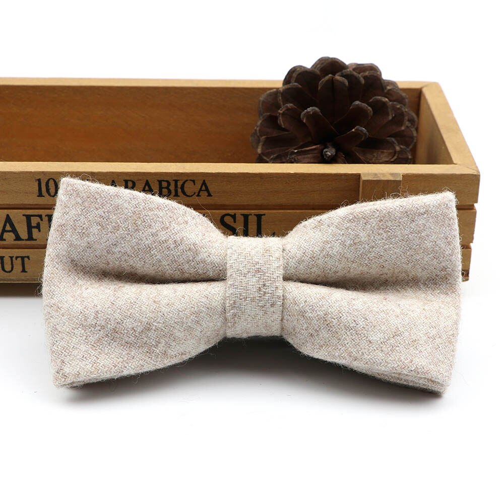 High Quality Men's Wool Cotton Bow Tie For Men Wedding Business Butterfly Solid Plaid Bowtie England Cravat Clothing Accessories