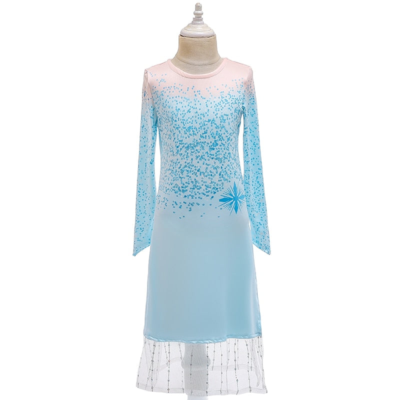 Frozen Elsa Girl Princess Dress 3-12Y Winter Baby Girl Clothes Kids Halloween Party Cosplay Costume Children Anna Dress 3 to 12Y
