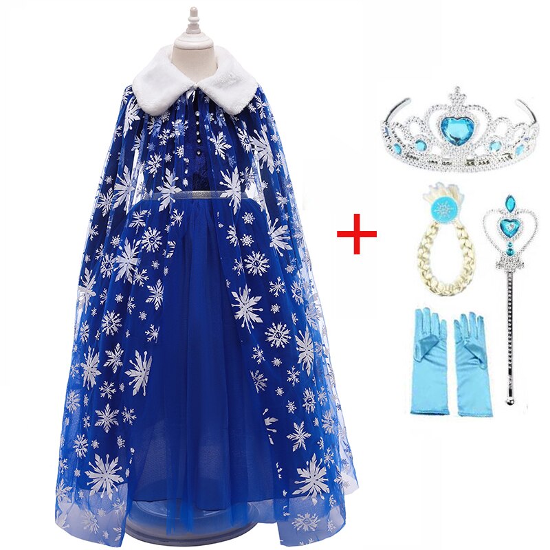 Frozen Elsa Girl Princess Dress 3-12Y Winter Baby Girl Clothes Kids Halloween Party Cosplay Costume Children Anna Dress 3 to 12Y