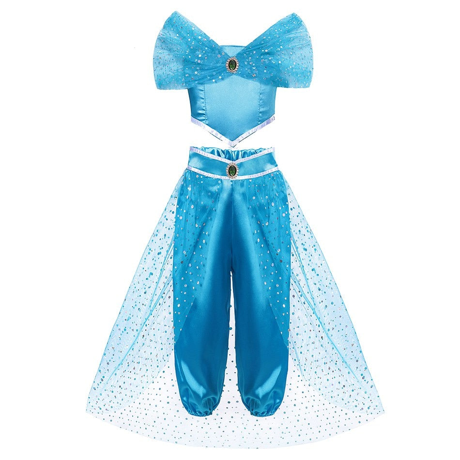 MUABABY Arabian Princess Dress Up Girl Aladdin Fancy Costume Children Photography Halloween Party Outfit Clothes