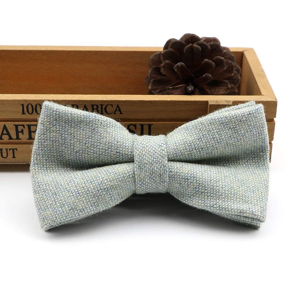High Quality Men's Wool Cotton Bow Tie For Men Wedding Business Butterfly Solid Plaid Bowtie England Cravat Clothing Accessories