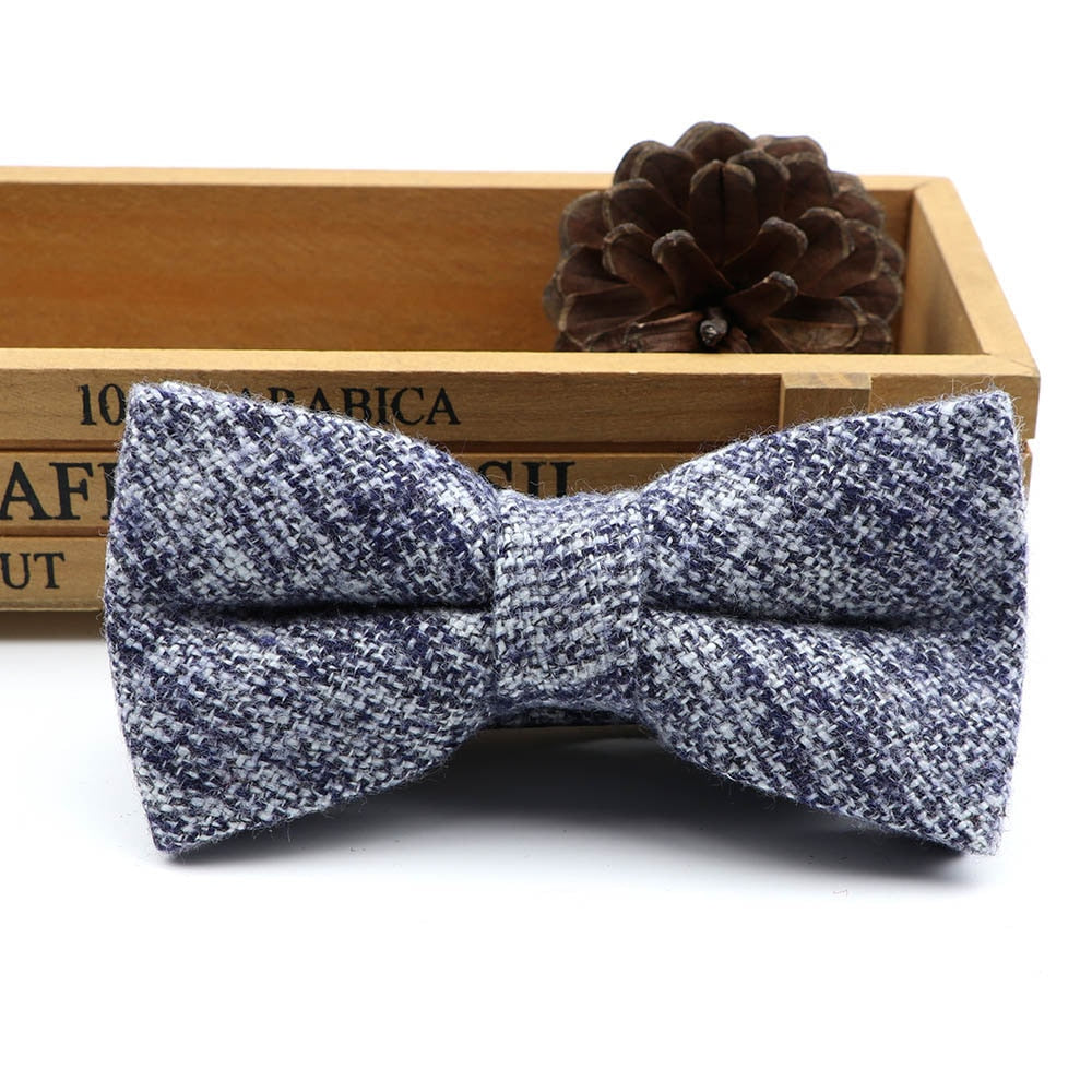 High Quality Men's Wool Cotton Bow Tie For Men Wedding Business Butterfly Solid Plaid Bowtie England Cravat Clothing Accessories