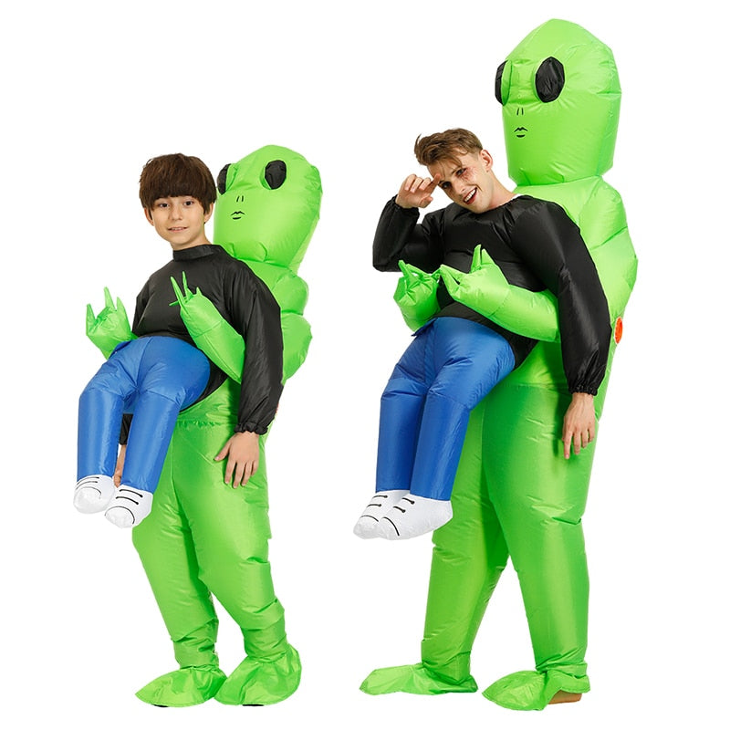 Kids Adult ET Alien Inflatable Costume Anime Suits Dress Mascot Halloween Party Cosplay Costumes for Man Woman Boys Girls