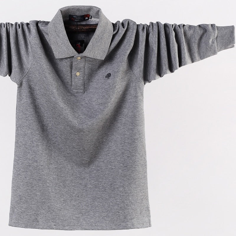 Men Polo Shirt Men's Business Work Casual Cotton Male Top Tees Autumn Long Sleeve Turn-down Collar Polo Shirts Plus Size 5XL 6XL