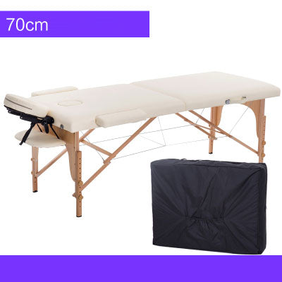 Massage Table Portable 2 Section Folding Couch Bed Lightweight Beauty Salon Tattoo Therapy Wooden Frame  70 cm width -Black