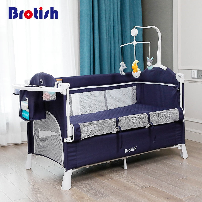 Baby Bed Crib Portable Bassinet Bedside Cradle Play Game Bed Foldable Playpen Newborn Bed With Changing Table,Toys,Storage Bag