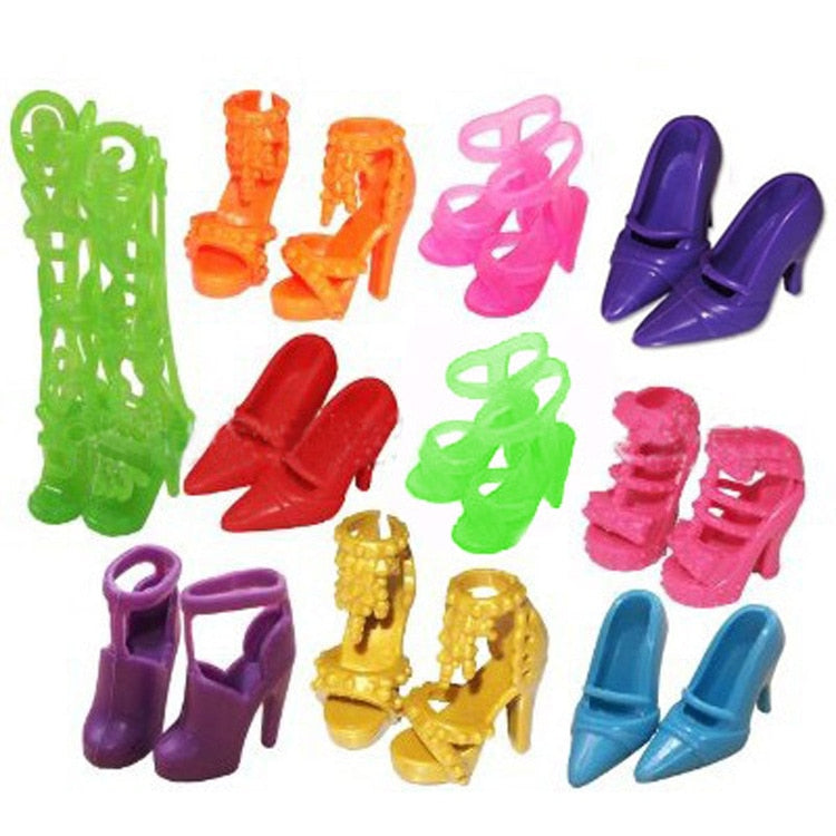NK Hot sale  Doll Shoes Colorful Cute Heels Fashion  Hangers For Barbie Doll Accessories  High Quality Baby Playhouse Toy JJ