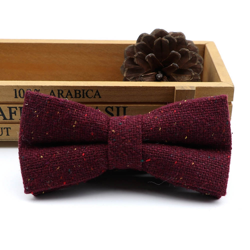 High Quality Men's Wool Cotton Bow Tie For Men Wedding Business Butterfly Solid Plaid Bowtie England Cravat Clothing Accessories