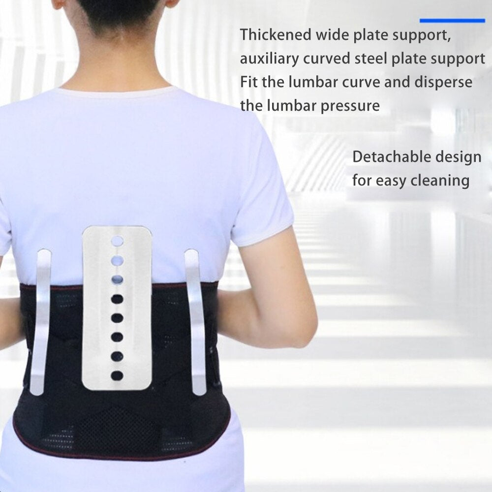Orthopedic Tourmaline Self-heating Magnetic Steel Bone Waist Widen Belt Men Women Lumbar Support Back Brace Belt With 3pcs Pad