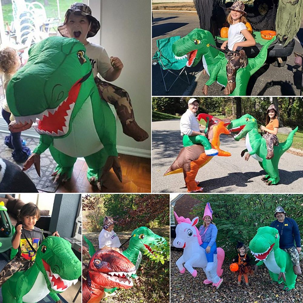 Velociraptor T REX Mascot Inflatable Costume For Kids Anime Halloween Costumes Dinosaur Birthday Gift For Party Cosplay Blow Up