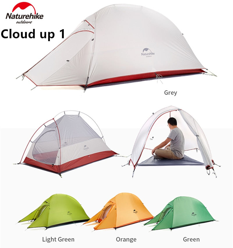 Naturehike tent Upgrade Cloud Up 1 2 3 Persons Camping Tent Outdoor 20D Silicone Ultralight Tent With Free Mat NH17T001-T