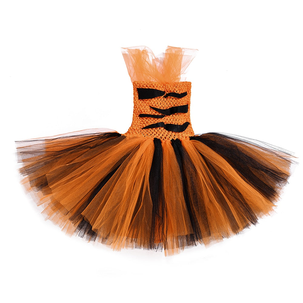 Tiger Tutu Dress Girls Zoo Animal Outfit Halloween Costume for Kids Fancy Clothes Toddlers Baby Girl Birthday Party Dresses 1-14