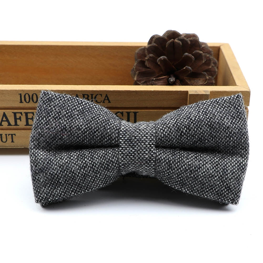High Quality Men's Wool Cotton Bow Tie For Men Wedding Business Butterfly Solid Plaid Bowtie England Cravat Clothing Accessories