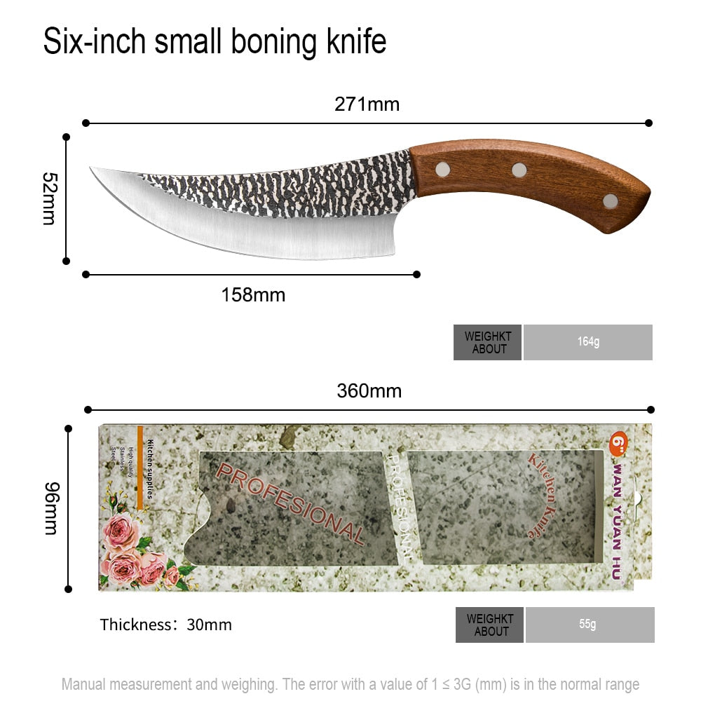 XYj 5" 6" 7" inch Forged Sliced Boning Kitchen Knife Full Tang Handmade Survival Camping Serbian Hunting Chef Knife Gift Box